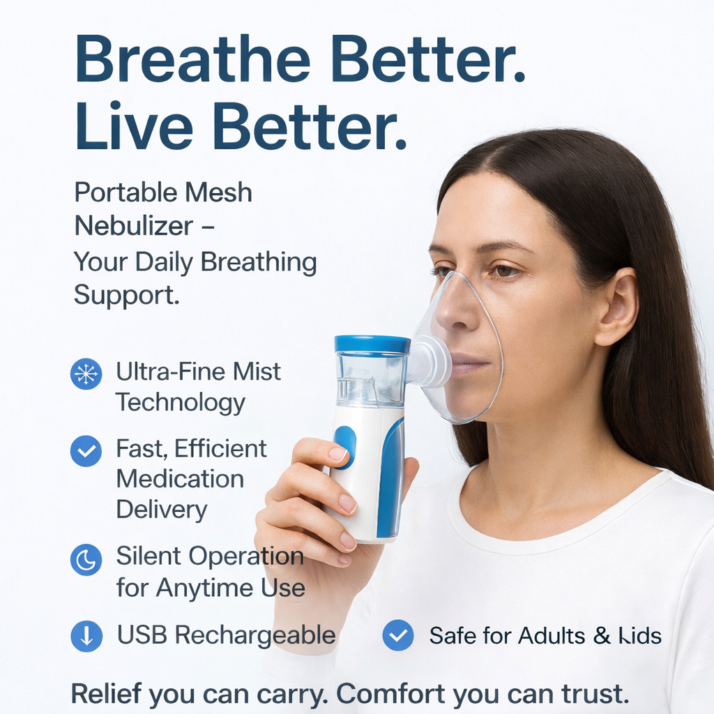 Portable Mesh Nebulizer - Quiet Home Use for Kids & Adults